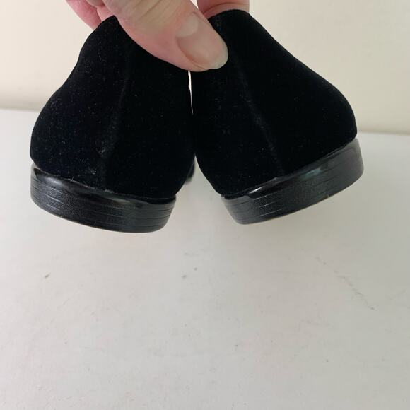 Vintage Karen Scott Black Velvet Christmas Tree Flats Beaded Size 8B Holiday - Picture 9 of 12